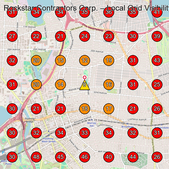 Rockstar Contractors Corp. GeoGrid visibility map for Carpenter in Queens